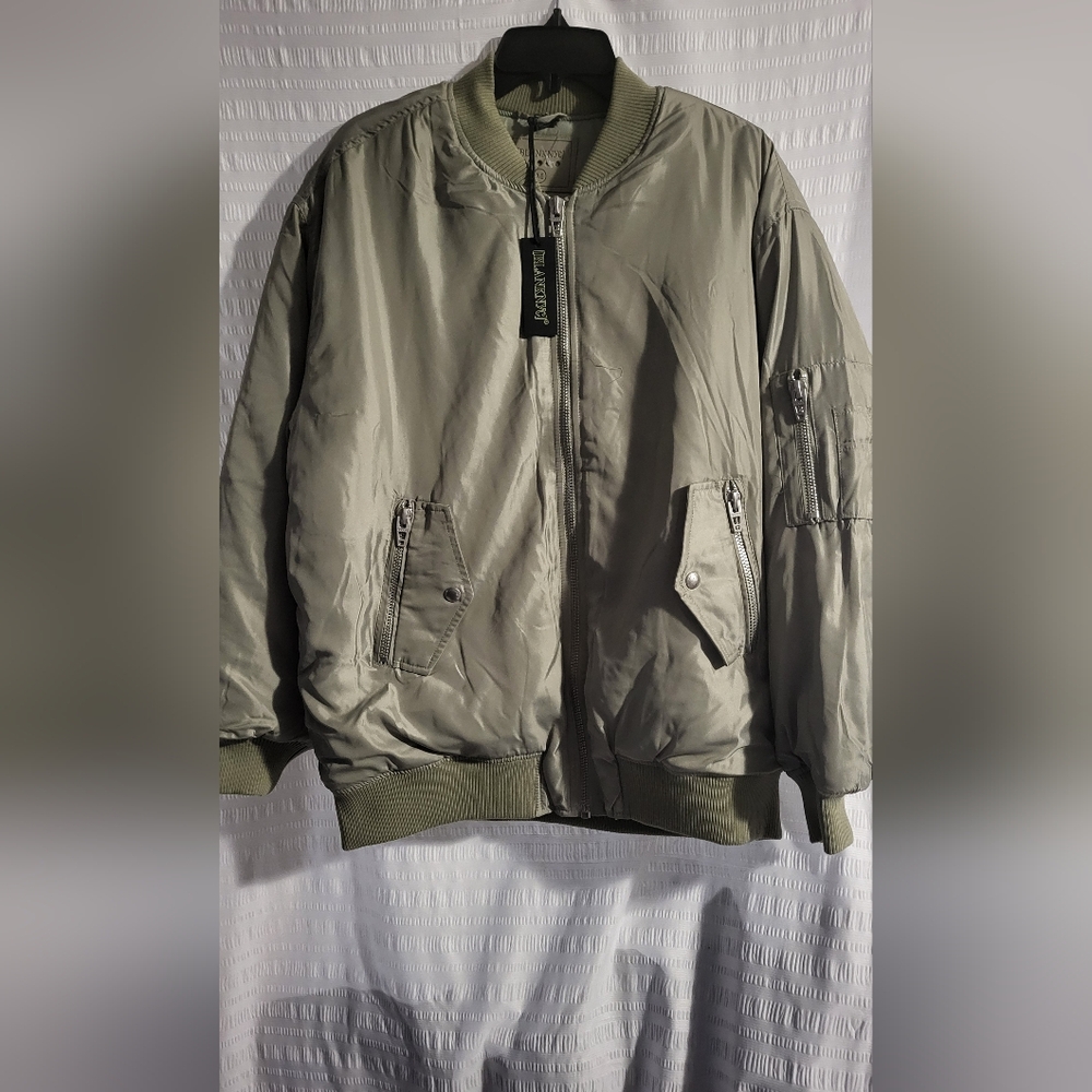 NWT Blank NYC Green Bomber Jacket with Ribbed Collars